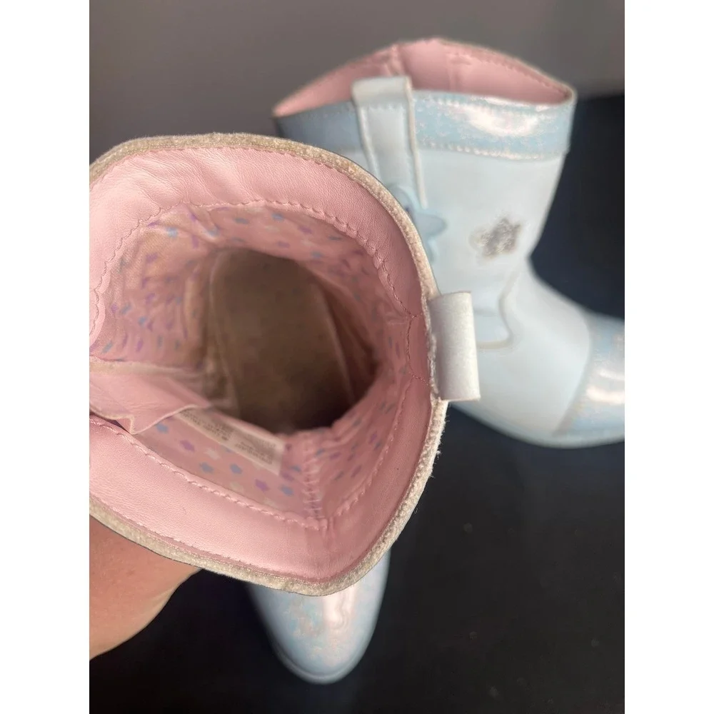 Ground Up Bluey Bingo Light Blue Glitter Star Western Cowboy Boots Girls Size 10